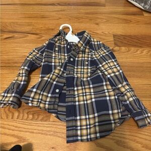 Janie and Jack Blue and Gold Plaid Button Down Shirt